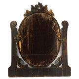 Antique HARDWOOD DRESSER/VANITY MIRROR 11"x15" Beveled Oval SALVAGED c.19th/20th