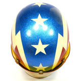 Vintage BUCO MOTORCYCLE HELMET Lighting Bolts RED-WHITE-BLUE Open Face + Shield