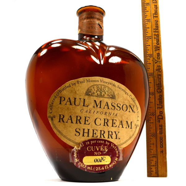 Vintage GLASS WINE BOTTLE Heart-Shaped PAUL MASSON RARE CREAM SHERRY Amber CUVEE