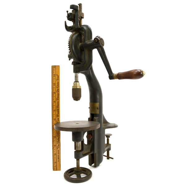 Antique NORTH BROS. DRILL PRESS "YANKEE" NO. 1003 Hand-Crank BENCH/TABLE MOUNTED