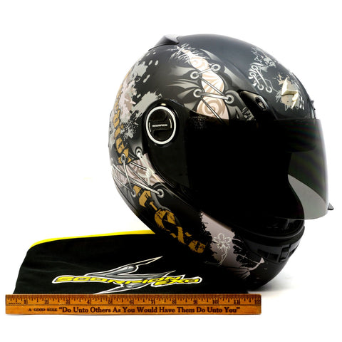 Briefly Used SCORPION MOTORCYCLE HELMET No. EXO-400 Full-Face w/ BAG Size: SMALL