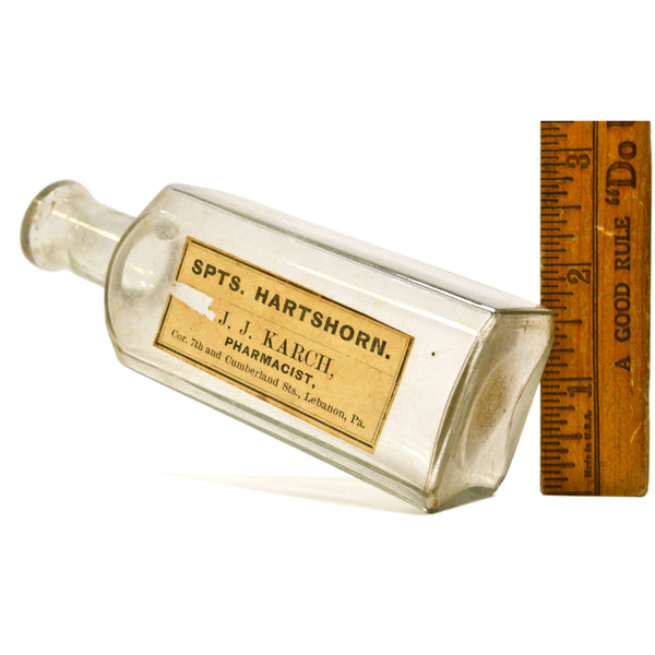 Antique MEDICINE BOTTLE "HARTSHORN" by PHARMACIST J.J. KARCH Lebanon, PA. Rare!!