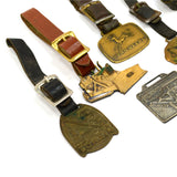 Vintage BRASS WATCH FOB Lot of 6 CONSTRUCTION MACHINERY John Deere LORAIN Adams+