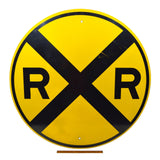 Vintage RR CROSSING Huge 36" RAILROAD ROAD SIGN Black on Yellow "PENNDOT 740-76"