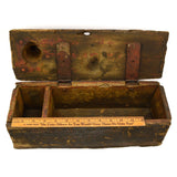 Antique HOMEMADE OIL CAN TOOL BOX Crude & Unusual IRON NIPPLE-TOP Old Red Paint!