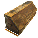Antique CARPENTERS TOOL BOX Big 38" WALNUT WOOD CHEST Unusual SLOPE-FRONT c.19th