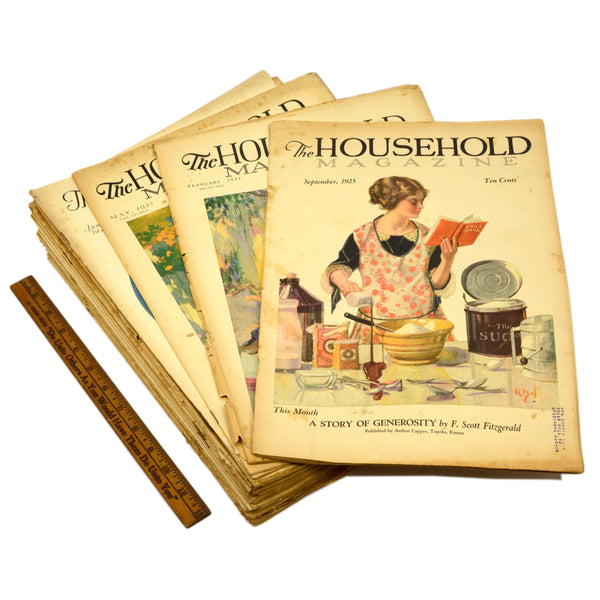 Antique "THE HOUSEHOLD MAGAZINE" Lot of 23 Back-Issues 1925-31, ALL WITH COVERS!