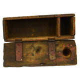 Antique HOMEMADE OIL CAN TOOL BOX Crude & Unusual IRON NIPPLE-TOP Old Red Paint!