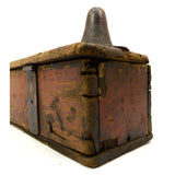 Antique HOMEMADE OIL CAN TOOL BOX Crude & Unusual IRON NIPPLE-TOP Old Red Paint!