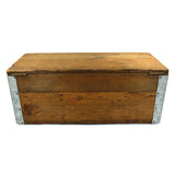 Vintage "UNION MADE" WOODEN CRATE Steel Corner Brackets WOOD TOOL BOX Tote CHEST