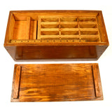 Vintage HOMEMADE CEDAR WOOD BOX Custom for GLASS SLIDES STORAGE Lidded UNUSUAL!!