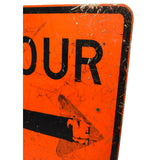 Vintage DOUBLE-SIDED ROAD SIGN 24x30" Construction "DETOUR" & "SPEED LIMIT 25"