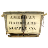Vintage INDUSTRIAL CANVAS TOTE Tools/Parts Bin AMERICAN HARDWARE SUPPLY CO Rare!