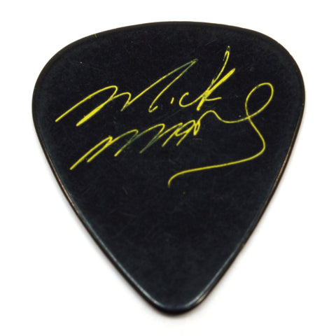Original MOTLEY CRUE TOUR GUITAR PICK Yellow on Black "MICK MARS" Signature Pic