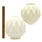 Vintage WHITE GLASS LIGHT SHADE Lot of 2 Salvaged 8" LAMP GLOBES Deflated Look