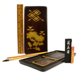 Vintage SUZURIBAKO JAPANESE WRITING BOX Original Contents GOLD on LACQUERED WOOD