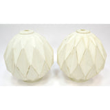 Vintage WHITE GLASS LIGHT SHADE Lot of 2 Salvaged 8" LAMP GLOBES Deflated Look