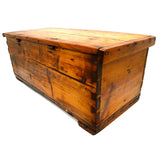 Antique WOOD DOVETAILED BOX 24x11x10 Small BLANKET CHEST Primitive PATINA c.19th
