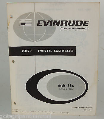 1967 EVINRUDE Parts Catalog Angler 5 hp. Model 5702A 5703A