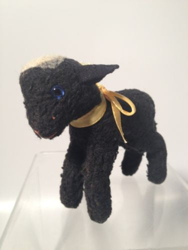 Steiff Black Persian Lamb SWAPL with button in ear, vintage!!