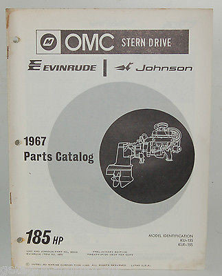 1967 EVINRUDE Parts Catalog 185 HP OMC Stern Drive