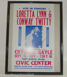 1974 Loretta Lynn & Conway Twitty Concert Poster !!SIGNED!! !!!FRAMED!!!