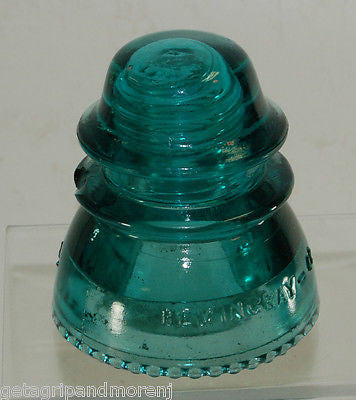Hemingray 42 Insulator Antique Blue Green Glass Made in U.S.A.