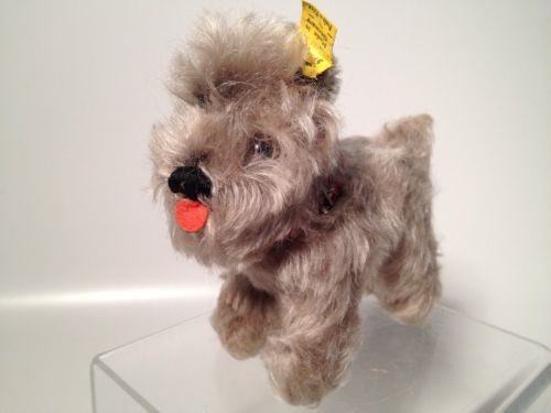 Steiff Vintage Tessie Mohair Grey Schnauzer Dog Mint condition!