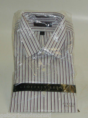 Dress Shirt Geoffrey Beene Men 17 1/2 32/33 White w/ Stripes !!NEW!! Dress Shirt Geoffrey Beene Men 17 1/2 32/33 White w/ Stripes !!NEW!!
