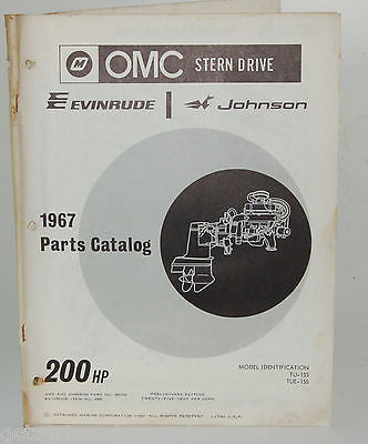 1967 EVINRUDE Parts Catalog 200 HP OMC Stern Drive