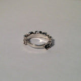 Sterling Silver Ring Band Of Flowers Size 6.75