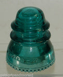 Hemingray 42 Insulator Antique Blue Green Glass Made in U.S.A.