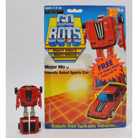 Vintage TONKA GOBOTS "MAJOR MO" #54 Friendly Robot RED SPORTS CAR + CARD-BACK!!