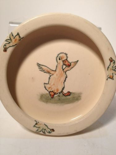 Weller Zona Rolled Edged Baby Plate With Strutting Duck- Antique!!