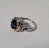 Sterling Silver Ring With Cubic Zirconia And Blue Stone Size 7