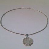Sterling Silver Wave Necklace With American Silver Bullion Pendant 18" Long