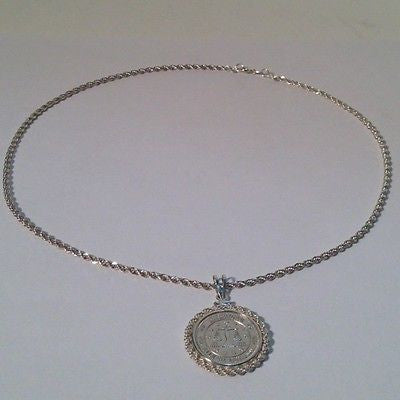 Sterling Silver Wave Necklace With American Silver Bullion Pendant 18" Long