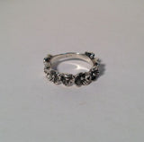 Sterling Silver Ring Band Of Flowers Size 6.75