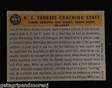 Topps 1960 Yankees Coaching Staff - #465 Baseball Card