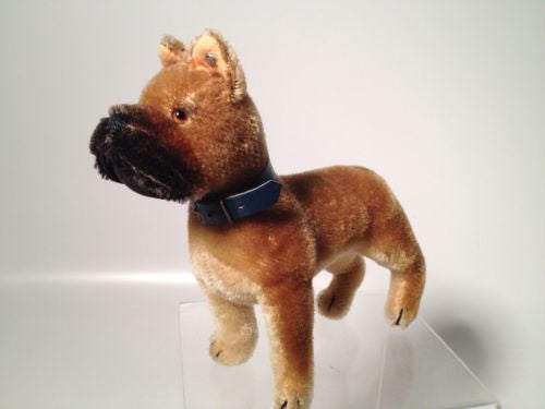Steiff Sarras Mohair Boxer Dog Blue Collar And Silver Ear Button
