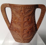 Primitive Hand Carved Solid Wood Folk Art Vase!