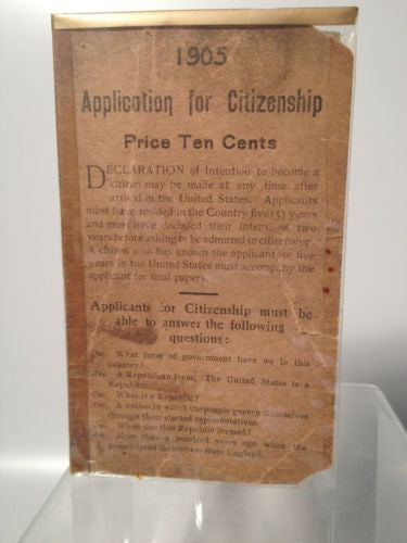 Application for Citizenship 1905 Advertisement Brochure Ellis Island- RARE!
