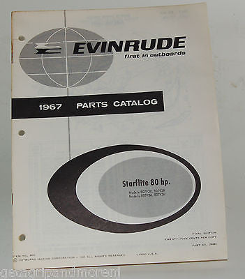 1967 EVINRUDE Parts Catalog Starflite 80 hp. 80792R 80793R 80792M 80793M