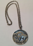 Nickel plated necklace with a Bullshead Five Cents Pendant