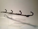 Wrought Iron Coat Rack Primitive Blacksmith Hand Made Wall Hanger - Antique!