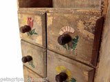 Wood 6 Drawer Handpainted Wall Shelf Sewing Organizer Trinket Junk Apothocary