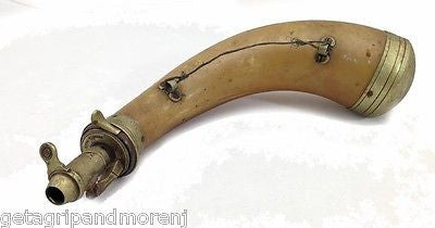 Black Powder Horn With Brass Spout and Screw