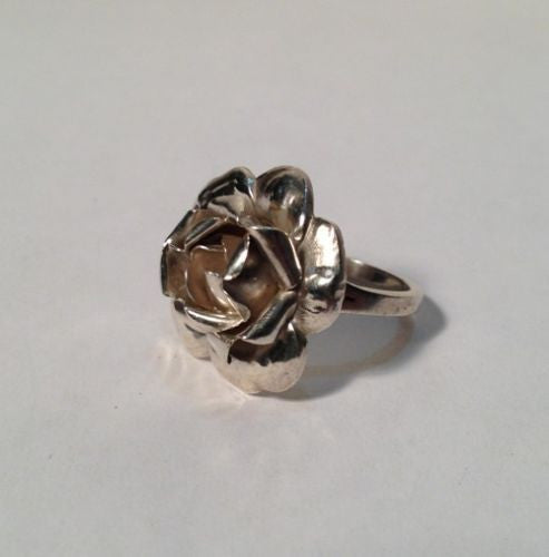 Sterling Silver Pretty Rose Flower Ring - Size 5