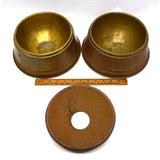 Antique BRASS-LINED COPPER FEED BOWLS & FUNNEL(?) for Dogs / Animals(?) UNUSUAL!
