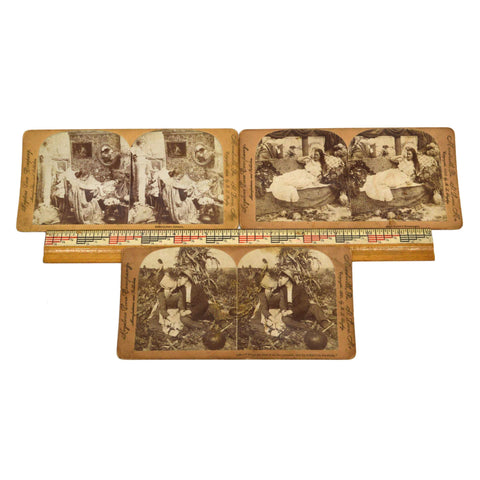 Antique STEREOSCOPE CARD Lot; 3 LOVE THEME STEREOVIEWS Keystone View c.1899-1900